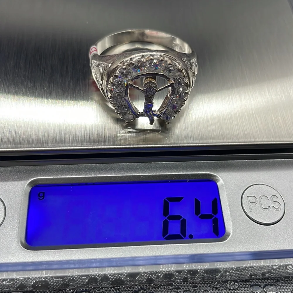 Mens religious silver ring